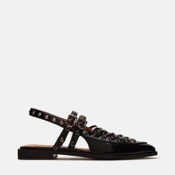 NEW STEVE MADDEN Galanto Lace Up Slingback Flats in black for women 725 3j7 - Picture 3 of 11